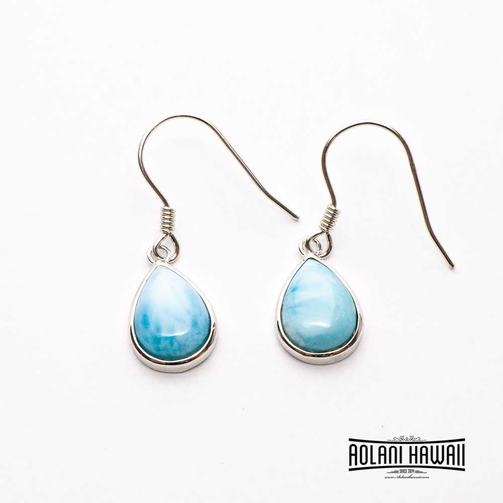 Larimar Dangling Sterling Silver Tear shape Earring Pierce