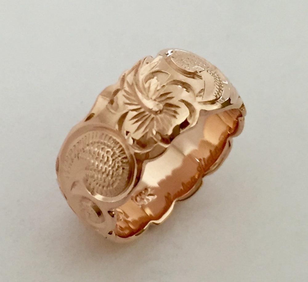 14K Gold Traditional Hawaiian Ring (8mm Barrel) - Aolani Hawaii - 4