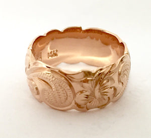 14K Gold Traditional Hawaiian Ring (8mm Barrel) - Aolani Hawaii - 3