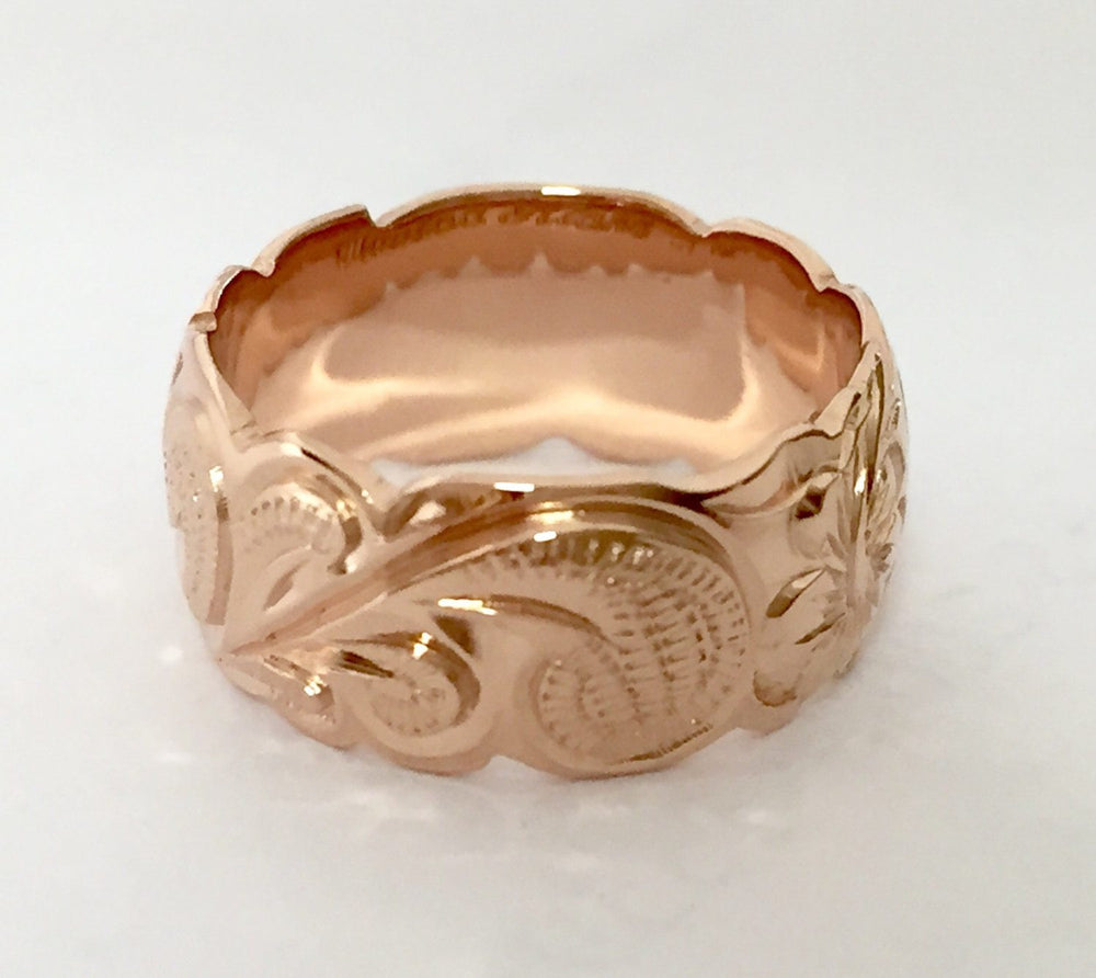 14K Gold Traditional Hawaiian Ring (8mm Barrel) - Aolani Hawaii - 4