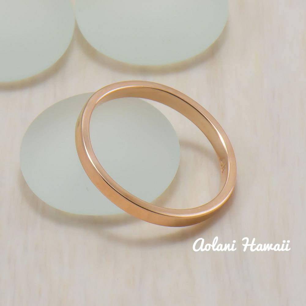 14k Gold Wedding Rings (2mm width, Flat style) - Aolani Hawaii - 2