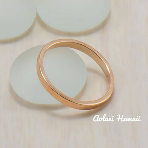 14k Gold Wedding Rings (2mm width, Flat style) - Aolani Hawaii - 2