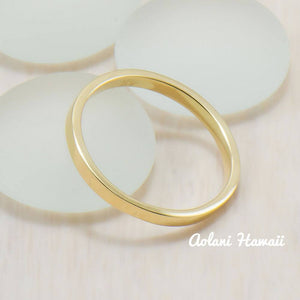 14k Gold Wedding Rings (2mm width, Flat style) - Aolani Hawaii - 3