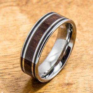 Hawaiian Koa Wood Tungsten Ring (6mm - 8mm width, Flat style) – Aolani ...