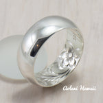 Hawaiian Ring - Hand Engraved Sterling Silver Barrel Ring (4mm - 8mm width, Barrel style) - Aolani Hawaii - 1