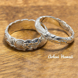 Hawaiian Silver Ring - Hand Engraved Sterling Silver Barrel Ring (4mm - 12mm width, Barrel style) - Aolani Hawaii - 5