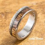 Titanium Ring with Koa Wood Inlay (6mm width, Flat Style) - Aolani Hawaii - 1
