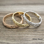 Traditional Hawaiian Hand Engraved 14k Gold Rings (3mm width, Barrel style) - Aolani Hawaii - 1