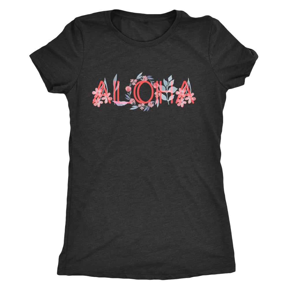 Womens Floral Aloha Logo T-shirt