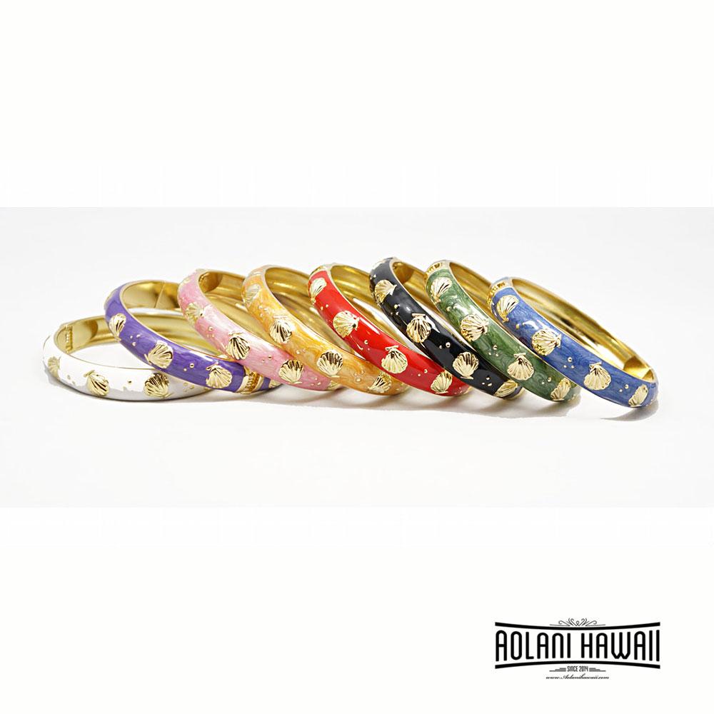 Enamel Bracelet Bangle - Seashell Style