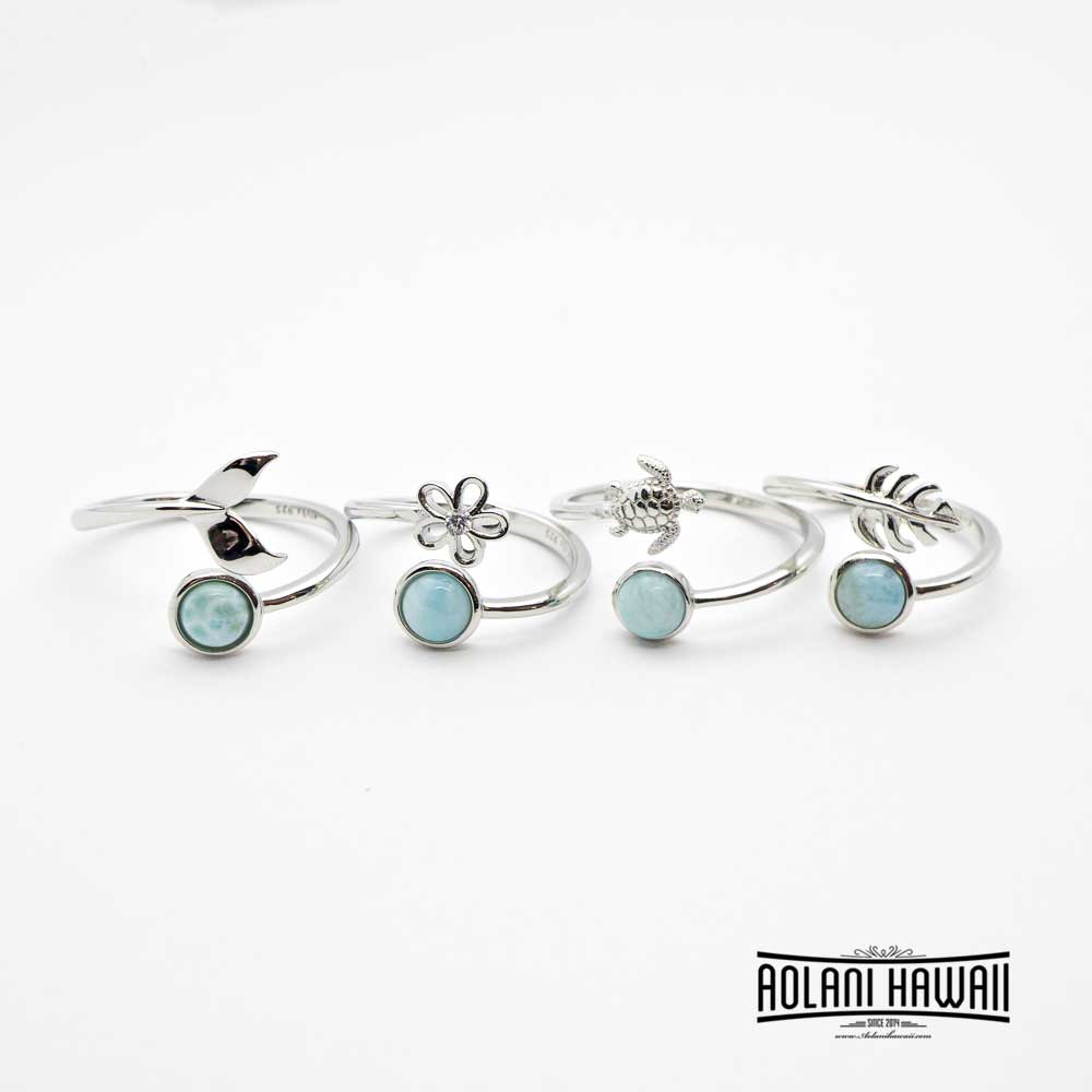 
            
                Load image into Gallery viewer, Adjustable Sterling Silver Rings with Opal and Larimar Stones
            
        