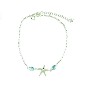 Sterling silver Anklets with Larimar Sea Star