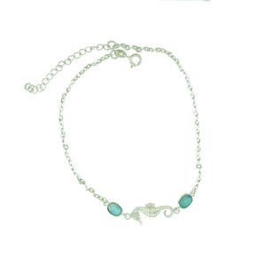
            
                Load image into Gallery viewer, Sterling silver Larimar Seahorse Anklets
            
        