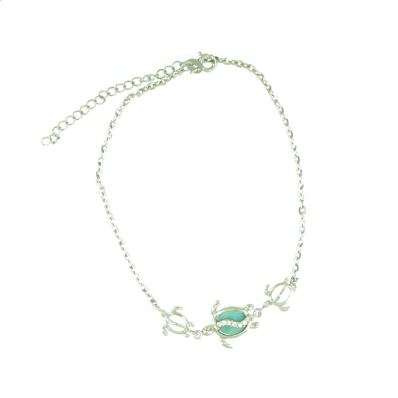 Sterling silver Anklets with Larimar Honu Turtle