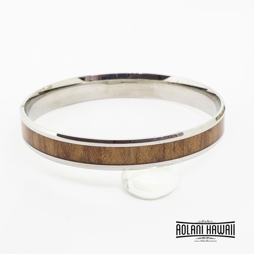 Flat Koa Wood Bracelet handmade with Stainless Steel (6mm - 12mm width)