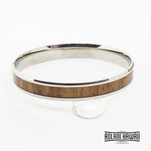 Flat Koa Wood Bracelet handmade with Stainless Steel (6mm - 12mm width)
