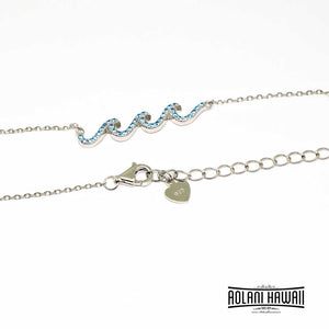 Sterling Wave Pendant Necklace with CC Stones