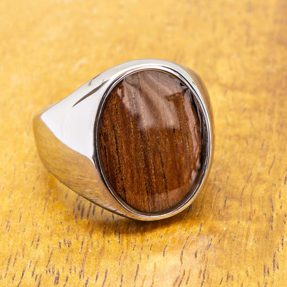 Tungsten Class Ring with Koa Wood