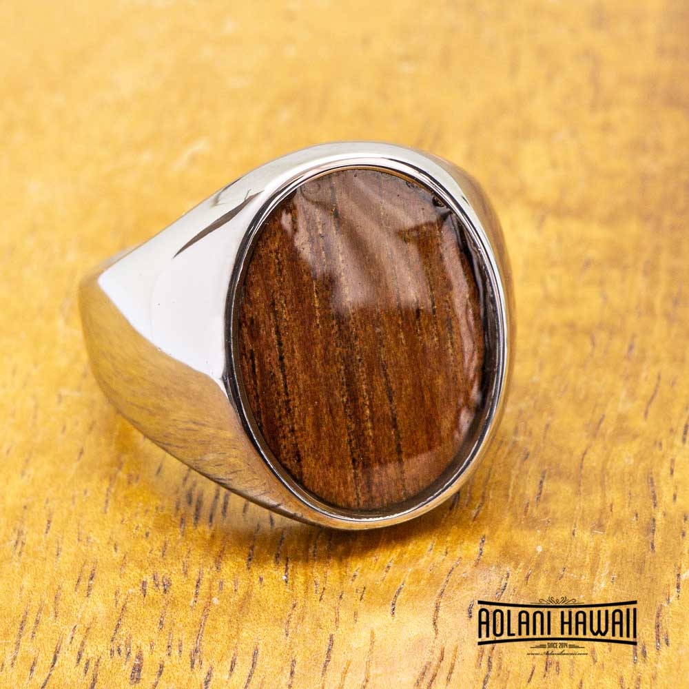 Tungsten Class Ring with Koa Wood