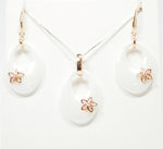 NEW - Sterling Silver White Ceramic Flower Earring + Pendant