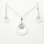 NEW - Sterling Silver White Ceramic Flower Earring